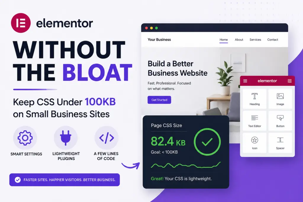 Elementor Without the Bloat: Keep CSS Under 100KB on Small Business Sites